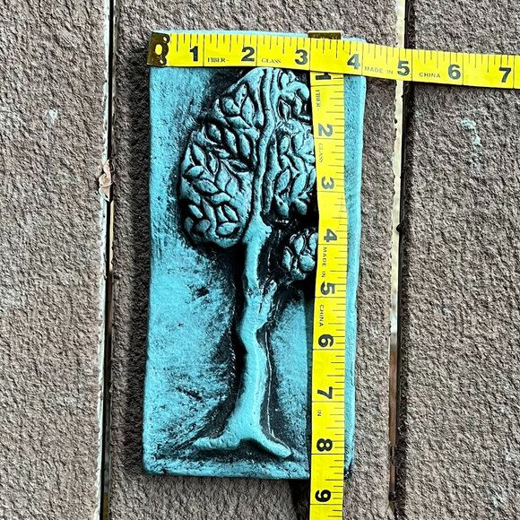 Red Clay Tile Works Teal Tree Garden/Wall Tile Notch on Back for Hanging 4 x 9 - Picture 4 of 5